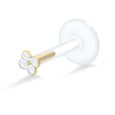 Stone Studded Flowery Labret Piercing with PTFE LA-110